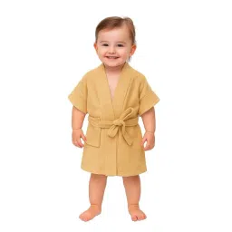 Creeva Light Brown Micro Terry Melodious Baby Bathrobe with Front Pockets (Small)-picture-17