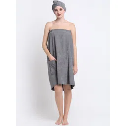 Creeva Luxury 2Pcs Pure Cotton 380GSM Anti Bacterial Bath Wrap & Hair Wrap Towels Robe-picture-37