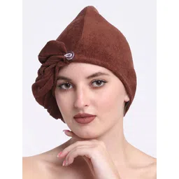 Creeva Luxury Brown 380 GSM Highly Absorbent Pure Cotton Hair Wrap Towel-picture-18