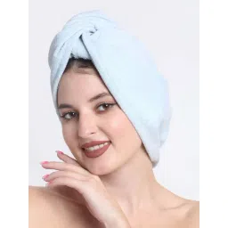Creeva Luxury Light Blue Cotton 380 GSM Hair Wrap-picture-16