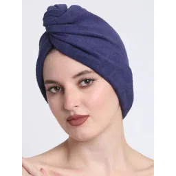 Creeva Luxury Navy Cotton 380 GSM Hair Wrap-picture-45