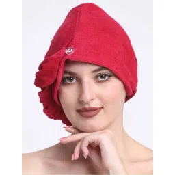 Creeva Luxury Red Cotton 380 GSM Hair Wrap-picture-30
