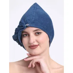 Creeva Luxury Teal Blue Cotton 380 GSM Hair Wrap - Set of 2-picture-17