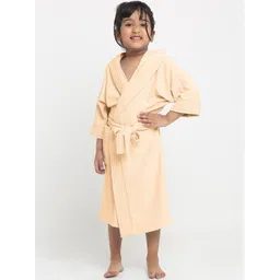 Creeva Melodious Kids Beige Front Pocket Bath Robe-picture-32