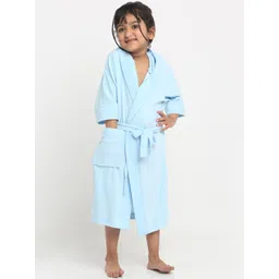 Creeva Melodious Kids Blue Front Pocket Bath Robe-picture-15
