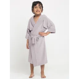Creeva Melodious Kids Grey Front Pocket Bath Robe-picture-41