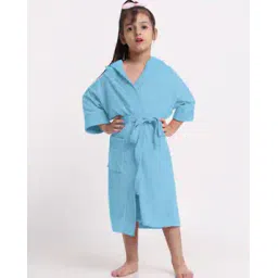 Creeva Melodious Kids Hooded Bathrobe Unisex for 14-15 years  Micro Terry Bathrobe With Front Pocket & attached adjustable belt-picture-32