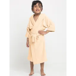 Creeva Melodious Kids Rust Beige Front Pocket Bath Robe-picture-16