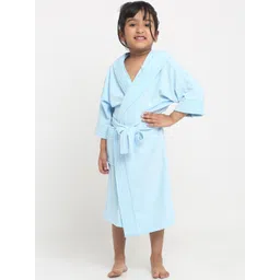 Creeva Melodious Kids Sky Blue Front Pocket Bath Robe-picture-20