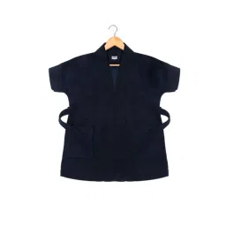 Creeva Navy Blue Micro Terry 120 GSM Melodious Kids Bathrobe 0-1 Yrs-picture-38