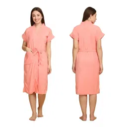 Creeva Peachy Pink Micro Terry Bathrobe (Large)-picture-13