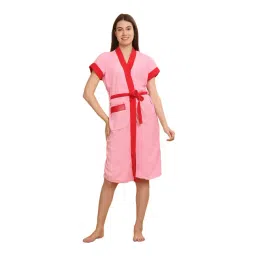 Creeva Pink & Red Micro Terry Bathrobe (Large)-picture-33