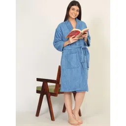 Creeva Striped Cotton Bath Robe-picture-42