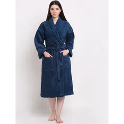 Creeva Unisex Blue Solid Bath Robe-picture-57