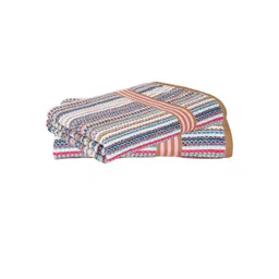 Creeva White & Brown 2 Pcs Striped 500 GSM Pure Cotton Popcorn Weave Bath Towels-picture-35