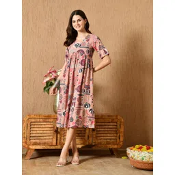 CRENOL THREADS Abstract Printed Empire Midi Dress-picture-33