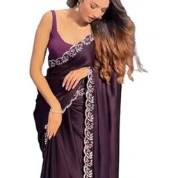 Crepe Saree with Elegant Zarkan Lace Work Soft Silk-Touch Drape Festive & Occasion-Ready Saree with Coordinated Blouse Piece-picture-46