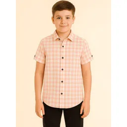 CRESALE Boys Comfort Gingham Checks Checked Casual Shirt-picture-28