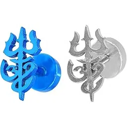 cresha Religious Jewelry Om Trishul Piercing Jewelry Single Ear Stainless Steel Stud Tops Earing for Men & Women-picture-40