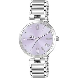 crestello Stainless Steel Chain Analog Wrist Watch for Women (Silver/Pink/Purple/Green Dial) | CR-DZL141-picture-37