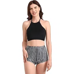 crevox Swimwear Women's Halter Top and Shorts Bathing Suit Set | Removable Pads |-picture-44