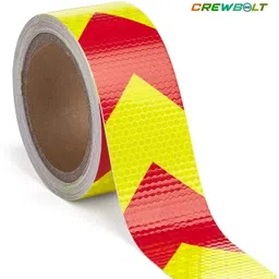 crewbolt Radium Retro Reflector Tape 2 Inch 10 Meter High Visibility Caution Tape 50 mm x 5 m Yellow Red Arrow Reflective Tape-picture-16