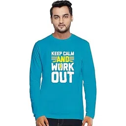 cricmarket . com CRICMARKET Men's Regular Fit Keep Calm and Workout Cotton Graphic Printed Round Neck Full Sleeves Trending Cricmarket Gym, Exercise, Fitness Tees and Tshirts.-picture-32