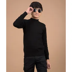CRIMSOUNE CLUB 100% Cotton Full Sleeves Solid Sweater - Black-picture-18