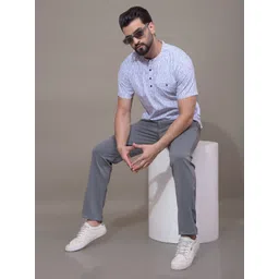 Crimsoune Club Abstract Printed Band Collar Half Sleeves Cotton Straight Short Kurta image 4