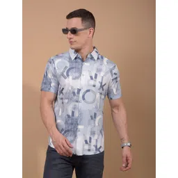 Crimsoune Club Abstract Printed Spread Collar Classic Slim Fit Casual Shirt-picture-25