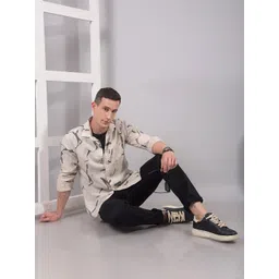 Crimsoune Club Abstract Printed Spread Collar Classic Slim Fit Casual Shirt-picture-24