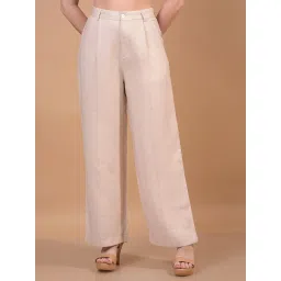 Crimsoune Club Beige Blended Mid Rise Trousers image 1