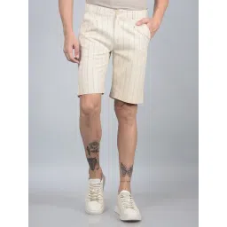 Crimsoune Club Beige Blended Regular Fit Stripes Shorts-picture-27