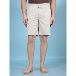 Crimsoune Club Beige Cotton Regular Stripes Shorts-picture-25