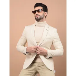 Crimsoune Club Beige Regular Fit Plain Blazer-picture-20
