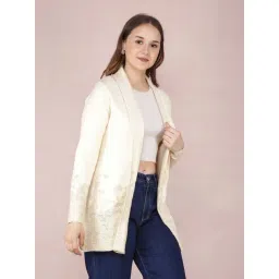 Crimsoune Club Beige Self Design Long Shrug-picture-32