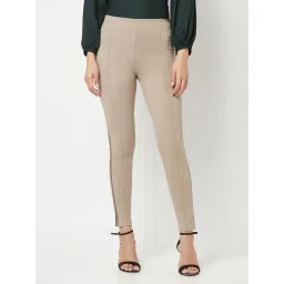 Crimsoune Club Beige Slim Fit Mid Rise Jeggings-picture-12