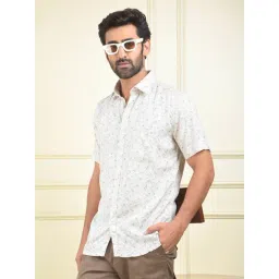 Crimsoune Club Beige Slim Fit Printed Shirt-picture-45