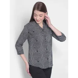 Crimsoune Club Black & White Geometric Print Shirt-picture-36