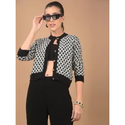 Crimsoune Club Black Blended Regular Fit Jacquard Cardigan-picture-23