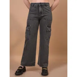 Crimsoune Club Black Cotton Solid Cargo Jeans-picture-18