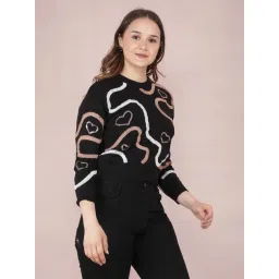 Crimsoune Club Black Printed Crop Sweater-picture-31