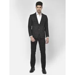 Crimsoune Club Black Slim Fit Checks Two Piece Suit-picture-37