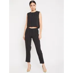 Crimsoune Club Black Striped Crop Top With Pants-picture-15