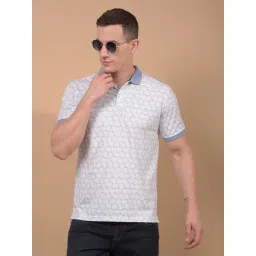 Crimsoune Club Blue Blended Slim Fit Printed Polo T-Shirt image 1