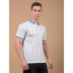 Crimsoune Club Blue Blended Slim Fit Printed Polo T-Shirt image 3