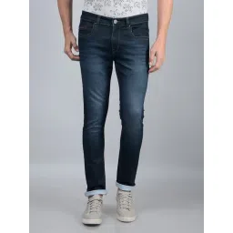 Crimsoune Club Blue Blended Slim Solid Jeans-picture-15