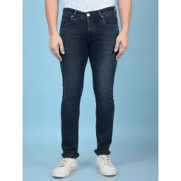 Crimsoune Club Blue Blended Slim Solid Jeans-picture-30