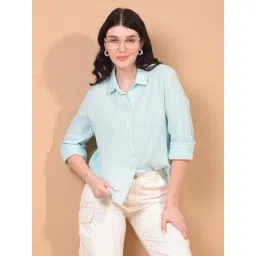 Crimsoune Club Blue Cotton Solid Shirt-picture-36