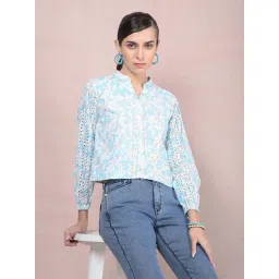 CRIMSOUNE CLUB Blue Embroidered Shirt-picture-13